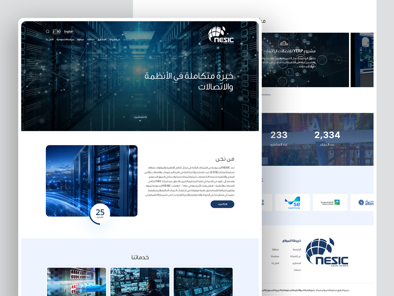 تطوير موقع شركة NESIC السعودية لعرض مشاريع الاتصالات والبنية التحتية.